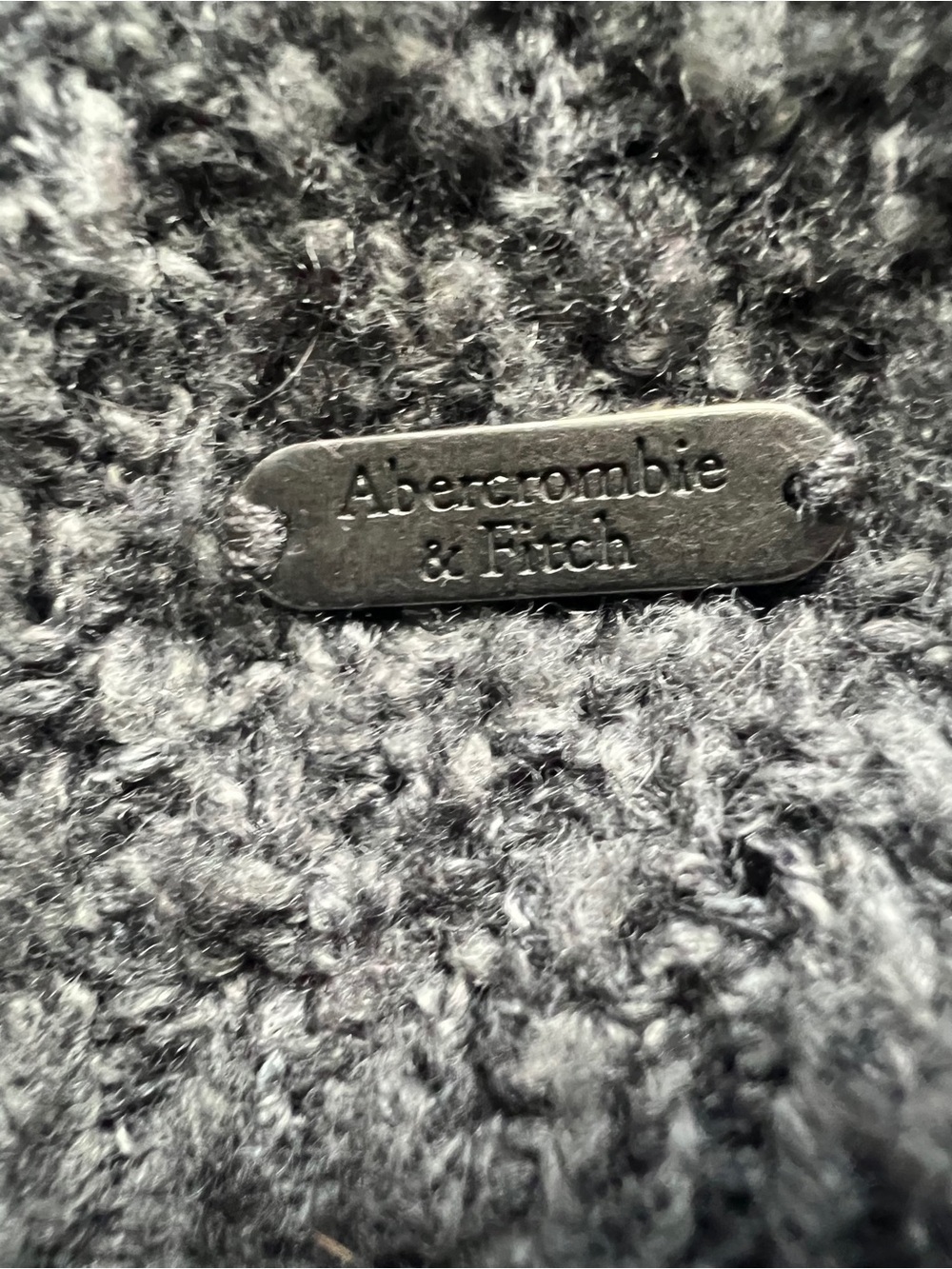 Abercrombie & Fitch Wool Blend Gray Hooded Open-Front Knit Cardigan - Picture 2 of 4